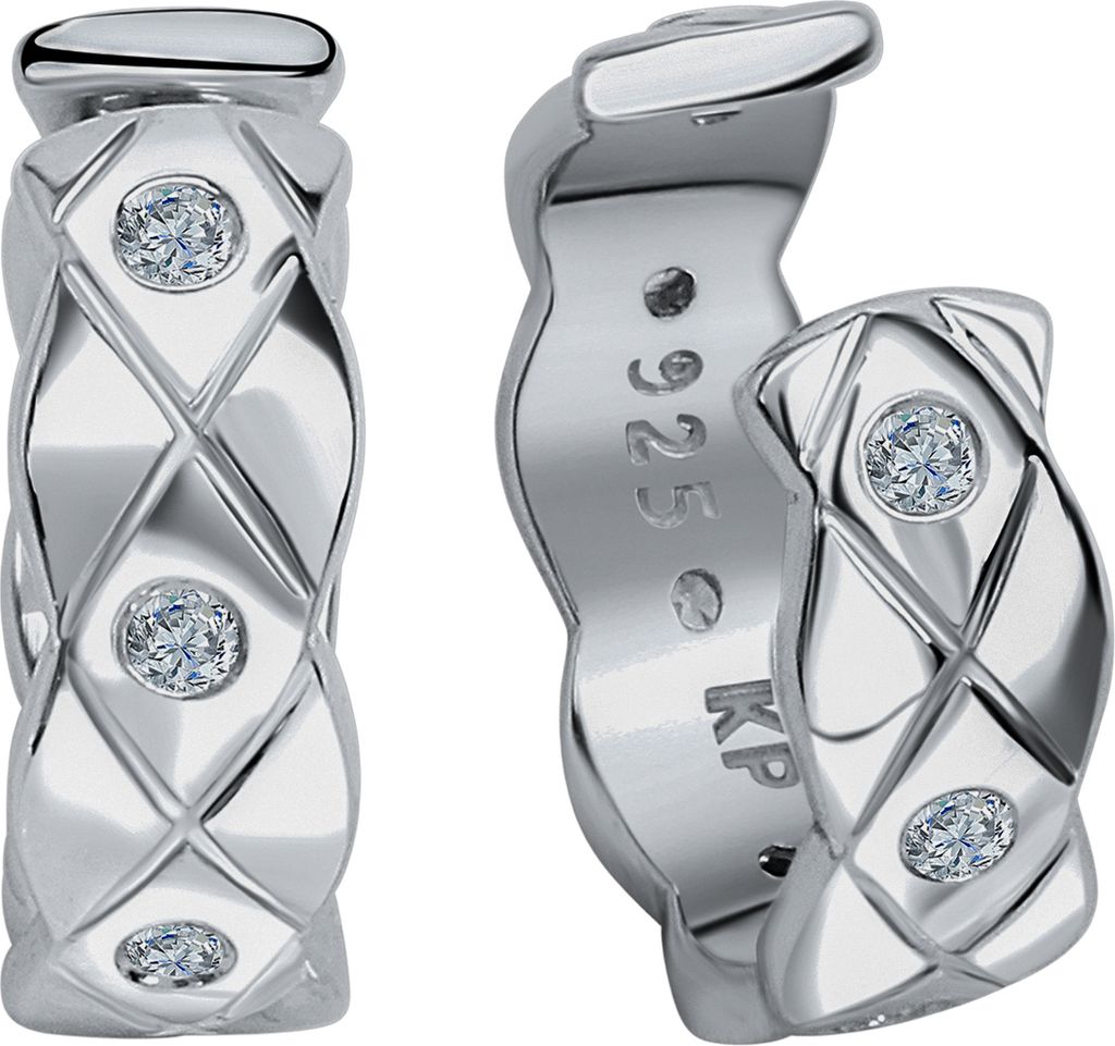 V Ohrklemme 925/- Sterling Silber 1,0cm weiß Zirkonia weiß Produktbild 