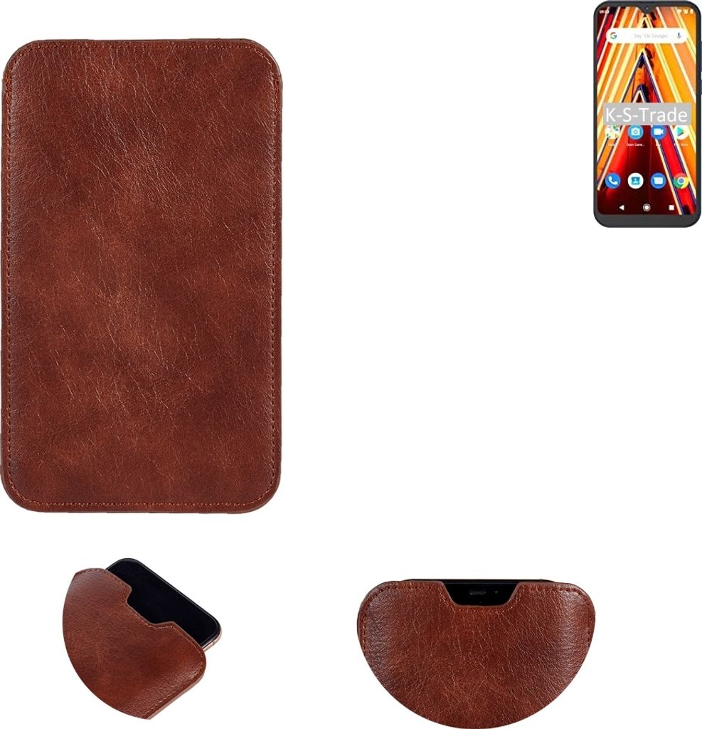 K-S-Trade Schutzhülle Handyhülle kompatibel mit Archos Oxygen 63 Handytasche Kunstleder Sleeve in braun