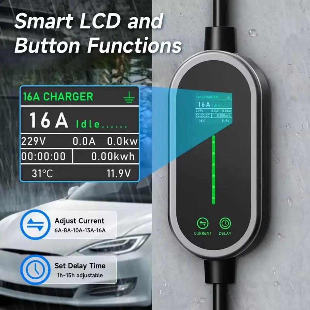 Chargeur EV portable Type 2 avec application mobile et câble de 5 mètres