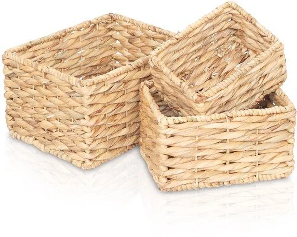Lot de 3 Paniers en Jonc d'Eau Tressé à la Main - Design Durable Naturel