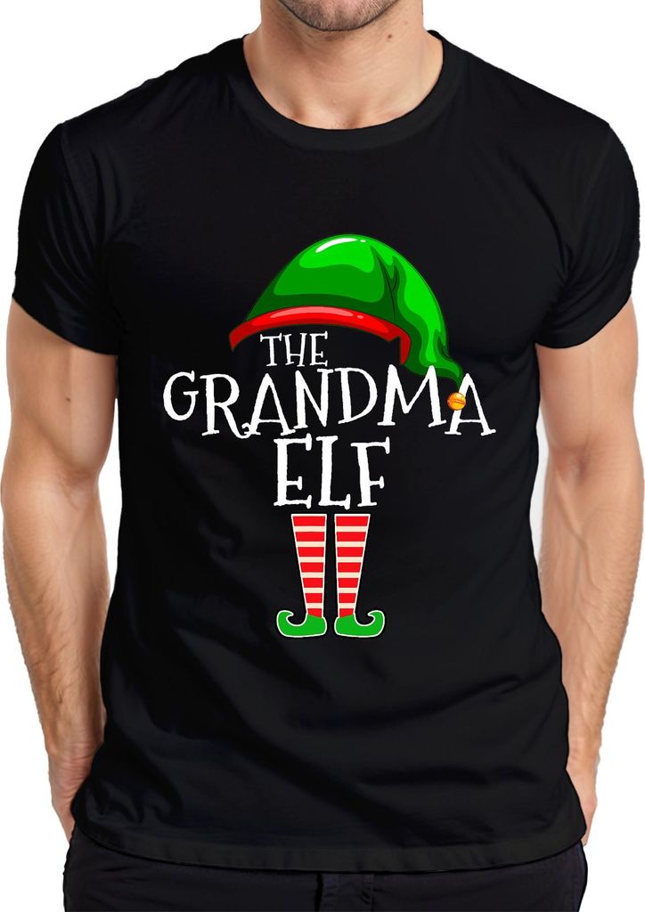 The Grandma Elf Weihnachten Oma Geschenk gestreifte Beine lustig Herren T-Shirt, Schwarz, M