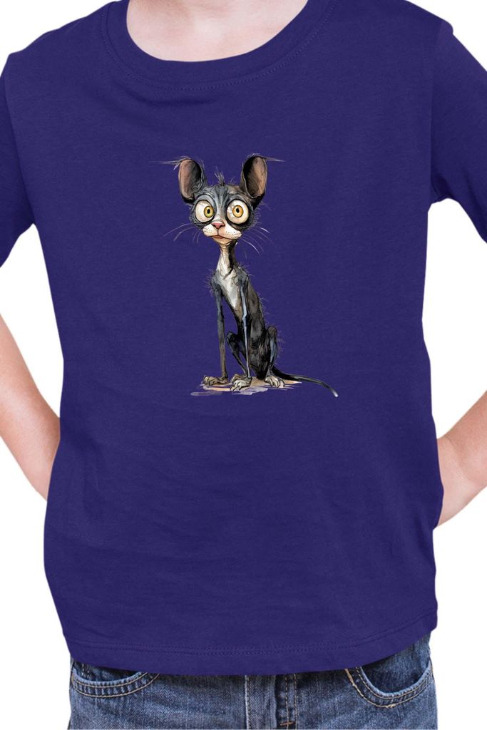 Kinder T-Shirt Funny Cats Breeds Cornish Rex Cat, 9-11 Jahr - 140 / Dunkelblau