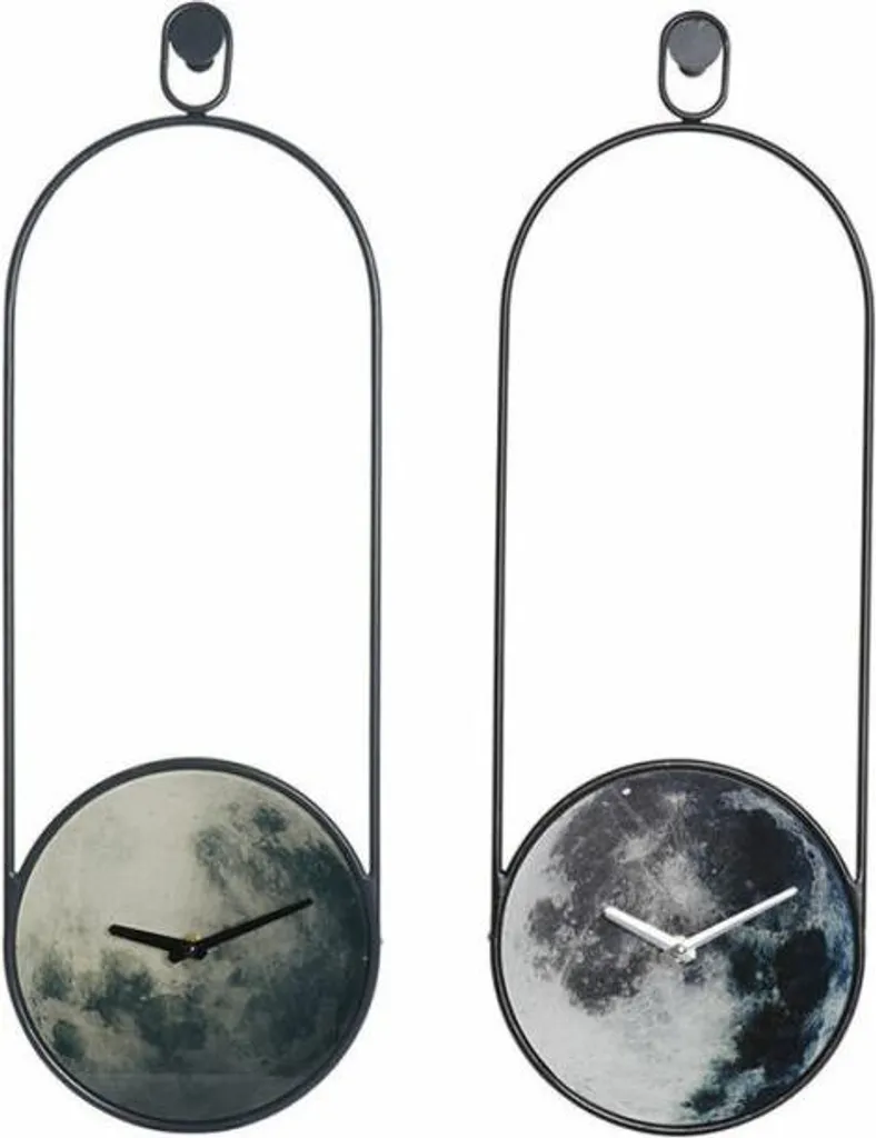 Horloge murale pour salon et bureau en fer gris 20x60 cm - Lot de 2 pcs