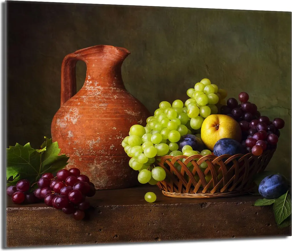 Protezione Piano Cottura 60x52 Vetro Temperato Tagliere e Deco Frutta