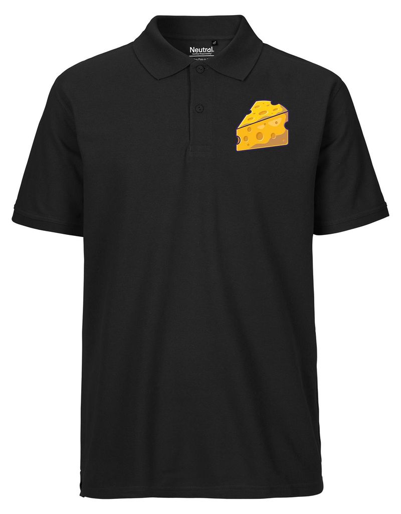 Huuraa Herren Polo Shirt Käse Comic S Black Bio Baumwolle Fairtrade Poloshirt Geschenkidee