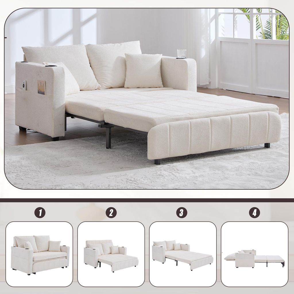 Multifunktionales Stoffsofa Klappbares Ausziehsofa Kleines Wohnzimmersofa mit zwei Funktionen Abnehmbar und waschbar Mit Aufbewahrungstasche Mit US...