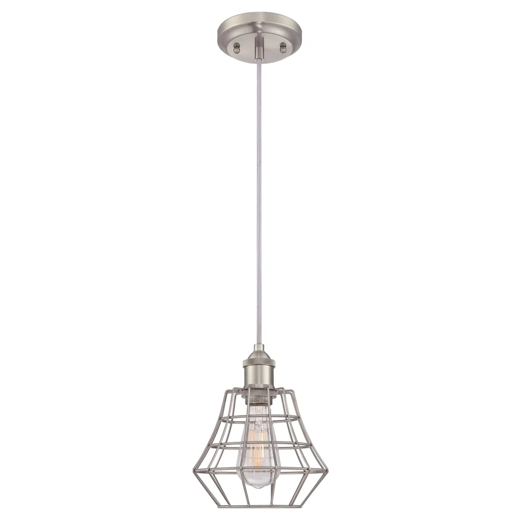 Lustre Suspension Moderne Nathan en Nickel brossé pour Salon et Cuisine