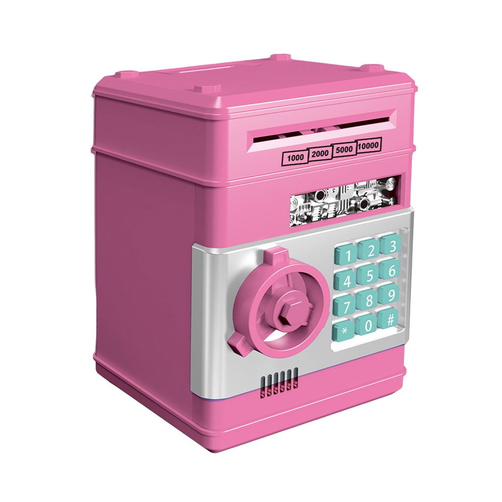 Elektronisches Sparschwein, Safe mit Passwortcode, automatisches Scrollen von Papier, für Kinder - Rosa