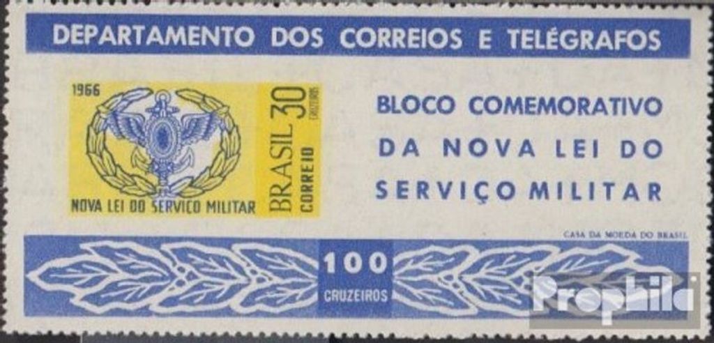 Briefmarken Brasilien 1966 Mi Block16 (kompl.Ausg.) un Neues Militär Gesetz