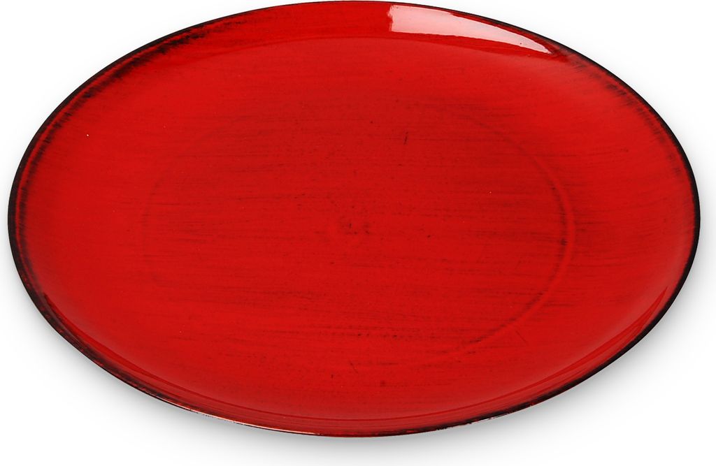 Deko-Teller 28 cm in rot-schwarz für drinnen & draußen Produktbild 