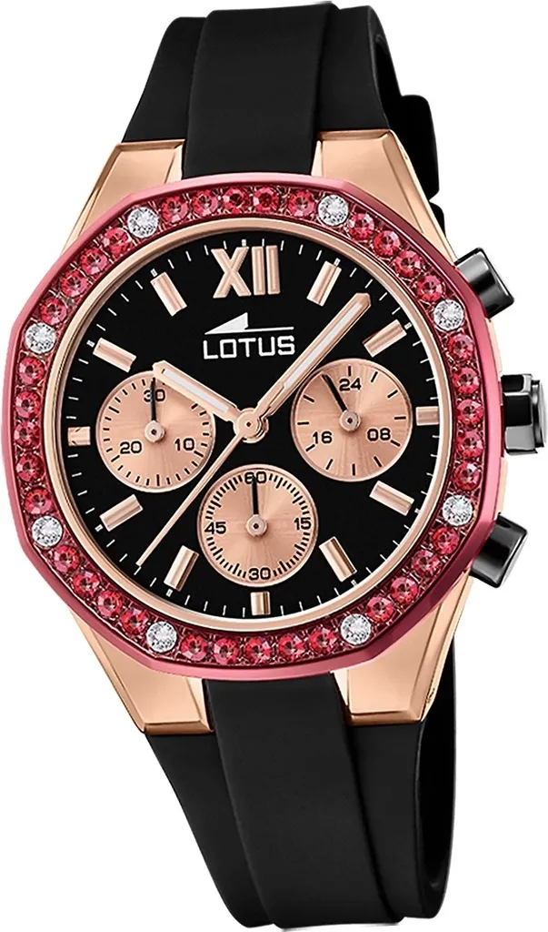 Montre Femme Lotus Noir Chic et Classique avec Bracelet en Silicone