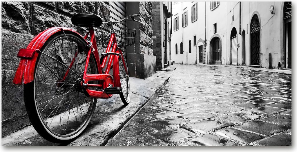 Tulup Leinwandbild - 140x70 cm - Wandkunst - Drucke auf Leinwand - Leinwanddruck - Fahrzeuge - Rot - Rotes Fahrrad