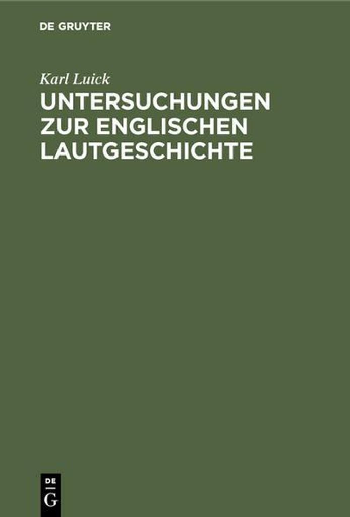 Untersuchungen zur englischen Lautgeschichte