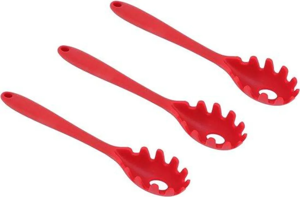 Serveur à spaghettis en silicone rouge - Lot de 3 ustensiles de cuisine