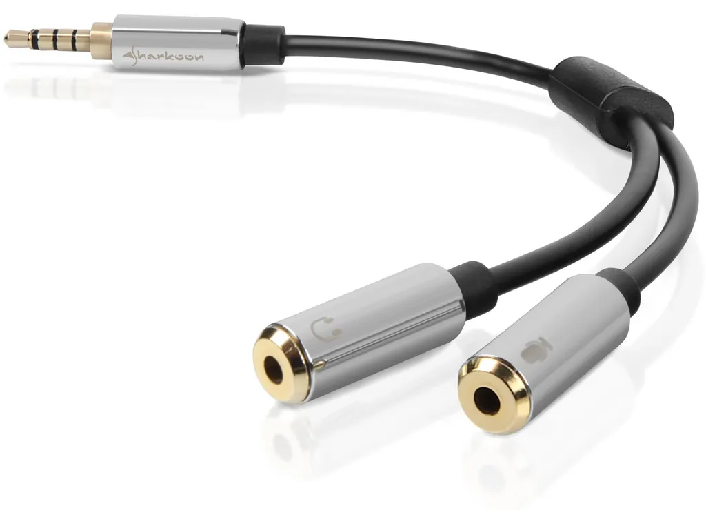 Adaptateur Audio Jack 3,5mm Combiné pour Casque Micro avec Double Prise - 2