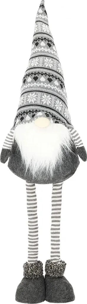Nain de Noël à jambes télescopiques 86 cm avec grand bonnet à pointe