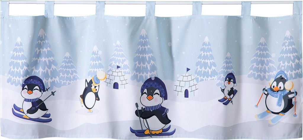 heimtexland Scheibengardine Winter Deko Gardine 45x120 Fensterdekoration Kinderzimmer Pinguine Typ651