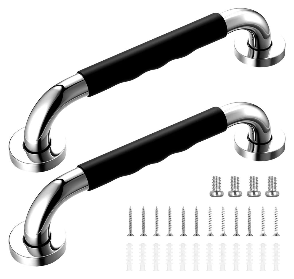 2 Stück Haltegriffe für Senioren, 30 cm Duschgriffe, rutschfester Haltegriff für Dusche, Edelstahl Badewannengriff, Haltestange für WC und Bade...
