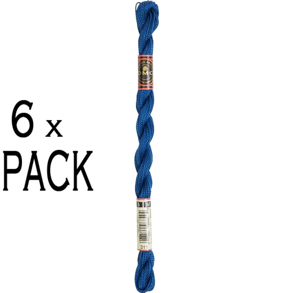 6x DMC Perlgarn Stärke 5, 15 m, 115AR/5-311, VPE