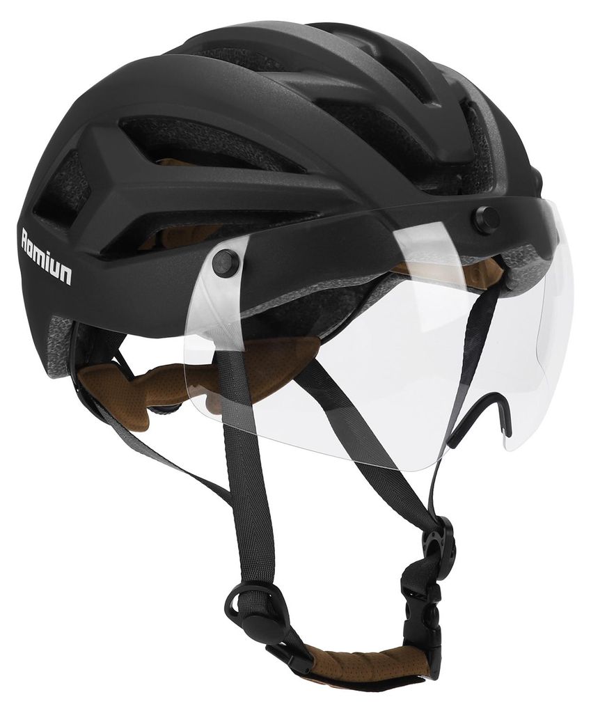 Magnetvisier-Fahrradhelm aus PC und EPS, leicht, mit 20 Belüftungsöffnungen, verstellbare Passform, für Mountainbike und Rennrad, schwarz, Grö...