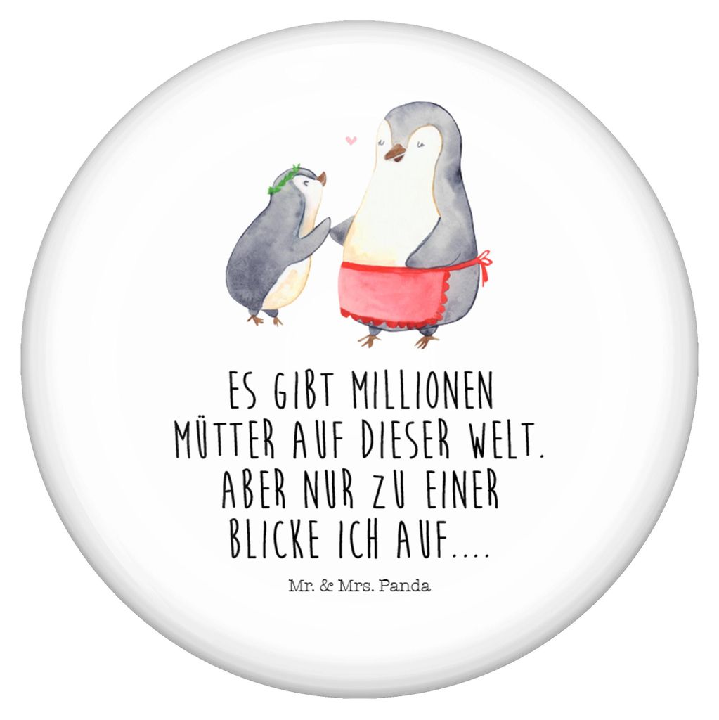 Mr. & Mrs. Panda Pin Pinguin mit Kind - Weiß - Geschenk, Mama, Sprüche Button, Muttertag, Plakette, Badge, Familie, Vorbild, Ansteck