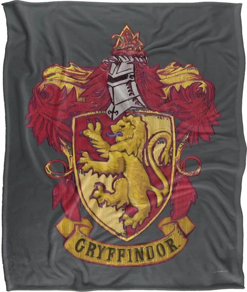 Plaid Harry Potter Gryffondor en Polaire Douce avec Blason Brodé
