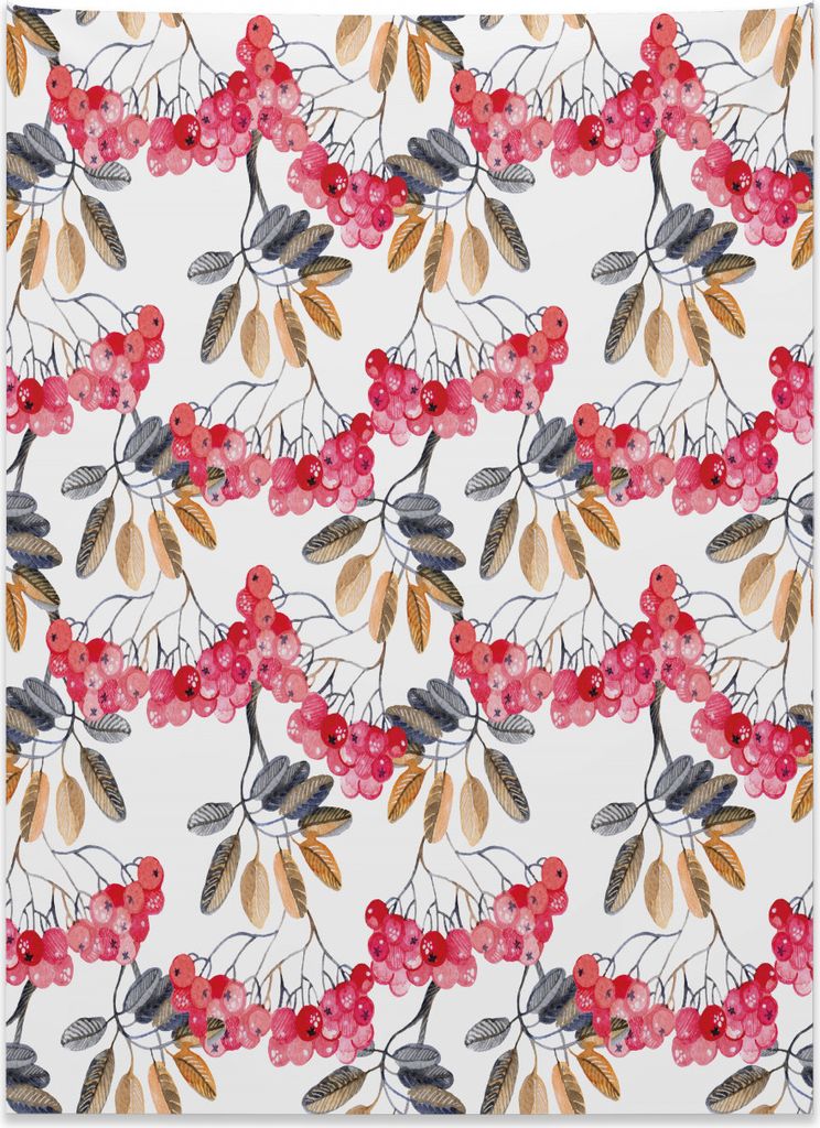Abakuhaus Eberesche Wandteppich, Sträucher voller Beeren aus Weiches Mikrofaser Stoff Kein Verblassen Klare Farben Waschbar, 110 x 150 cm, Kadett ...
