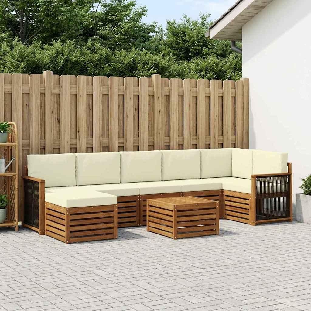 Möbel Outdoor-Sofagarnitur mit Kissen 7 pcs Natur und CremeGartensofas - Gartensofas c1913