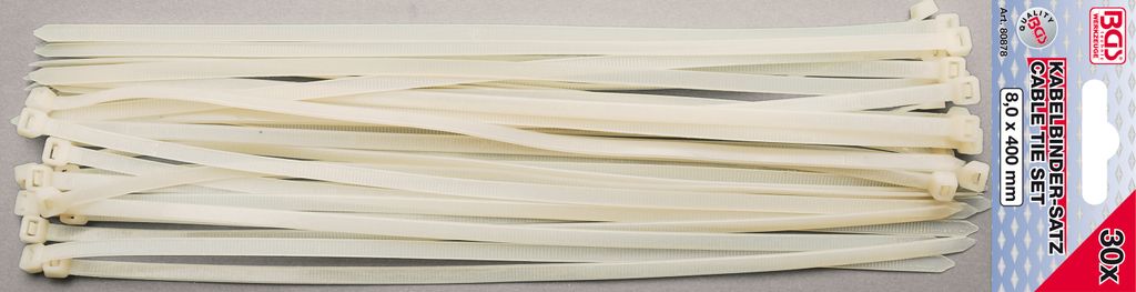 BGS 80878 Kabelbinder-Set, 8,0 x 400 mm, 30-tlg. Produktbild 