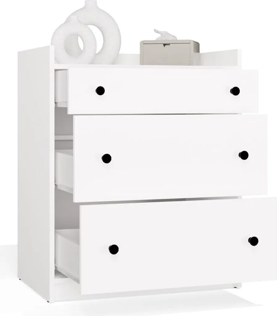 Commode blanche robuste en bois 70x84x46 cm finition mate résistante - 7