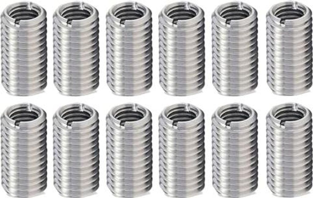 12 Stück Einschraubmutter M6, M6 x15mm Edelstahl Selbstschneidende Reduziermutter Gewindehülse M6 für Automobil Dampfturbine Mechanische Geräte...