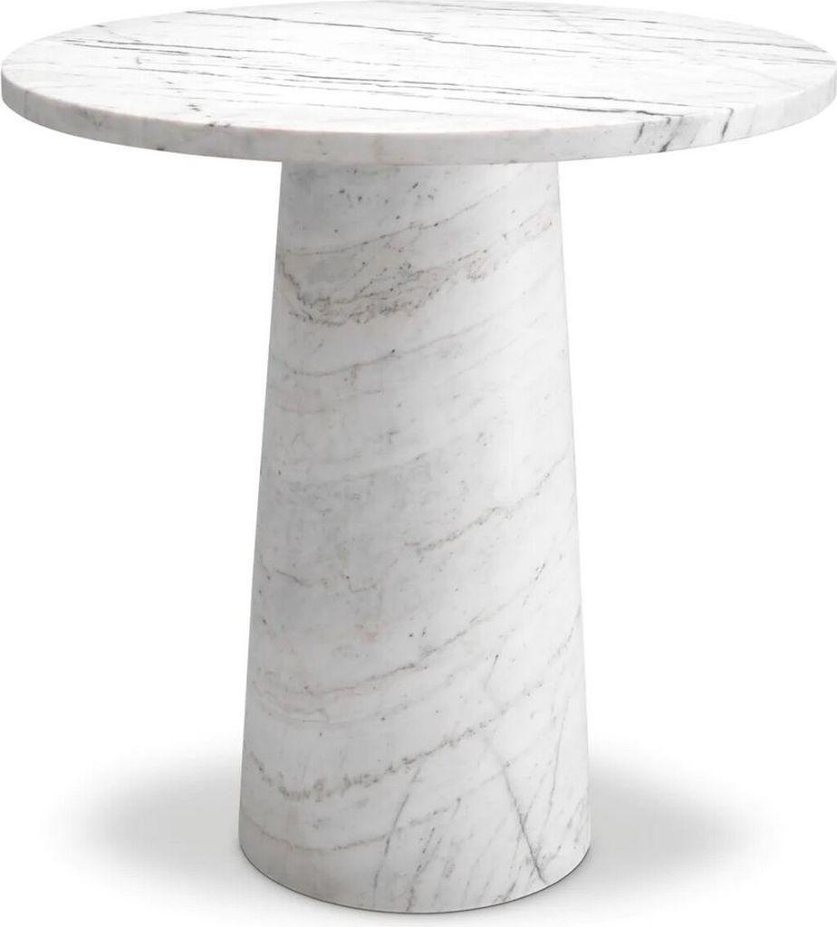 Casa Padrino Luxus Marmor Beistelltisch Weiß Ø 55 x H. 57 cm - Runder Tisch aus hochwertigem Marmor - Marmor Möbel - Luxus Möbel - Luxus Qualität