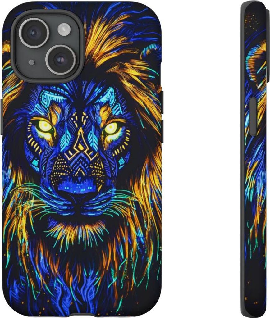 Leuchtender Löwenkopf – Handyhülle Kompatibel mit iPhone 15