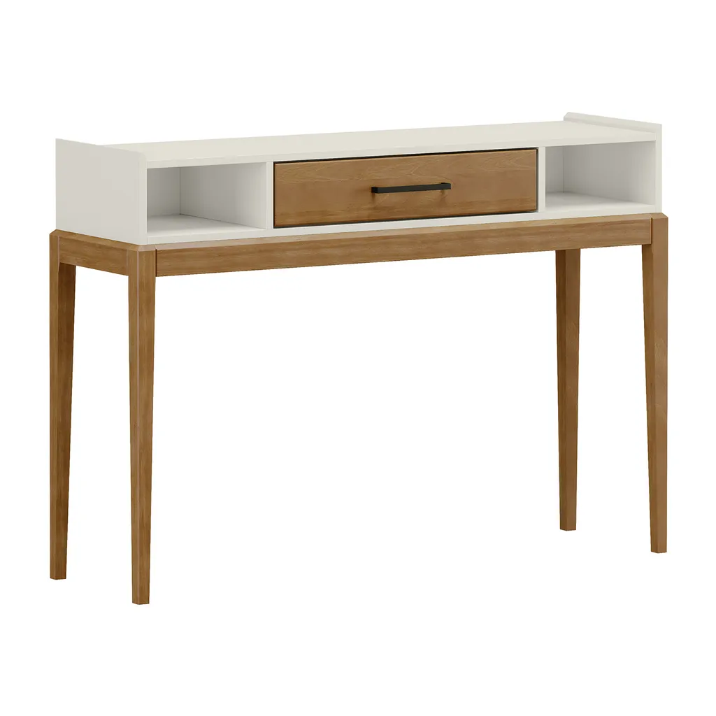Table pliante MILAO blanc et chêne 2-4 personnes plateau mélaminé