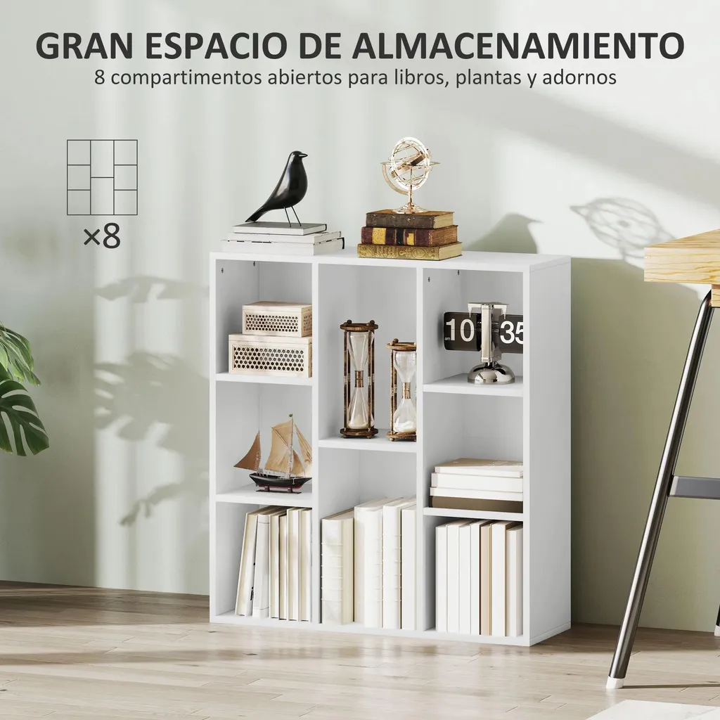 Bibliothèque à 8 compartiments blanche 74x80 cm - Étagère en bois modulable - 4