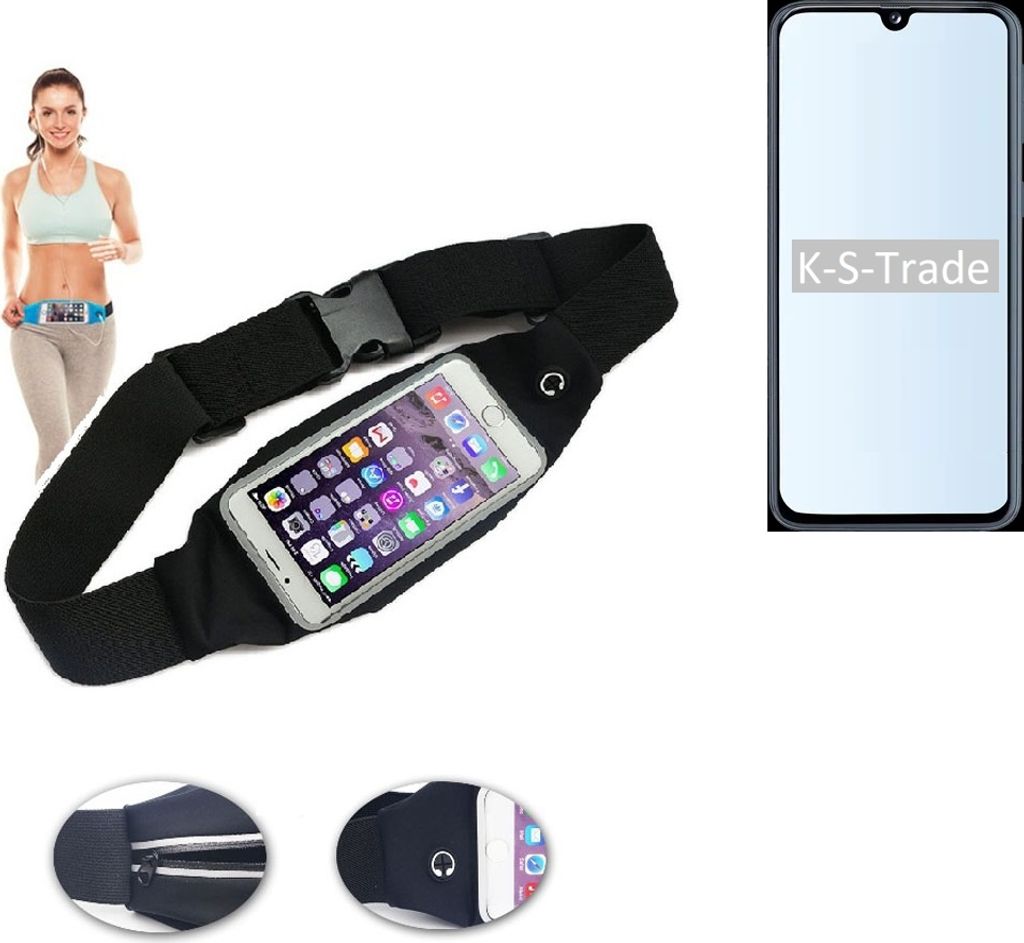 K-S-Trade Jogging-Armband kompatibel mit Samsung Galaxy A40 Gürteltasche Umhängetasche Bauchtasche schwarz Sport Running Jogging Fitness Laufen