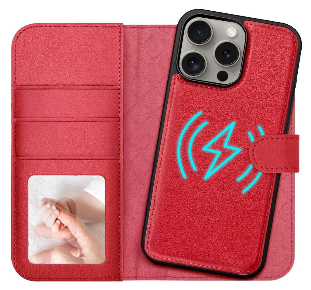 2in1 Magnet Wallet Handyhülle für iPhone 15 Pro Max Hülle RFID Schutz, abnehmbare Magnet Hülle, MagSafe kompatibel, stoßfestes Case mit Fotofe...