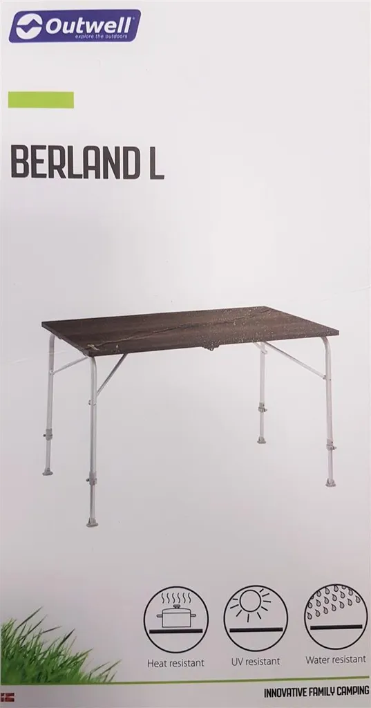 Table de camping stable Outwell Berland L 118 cm pour sol irrégulier