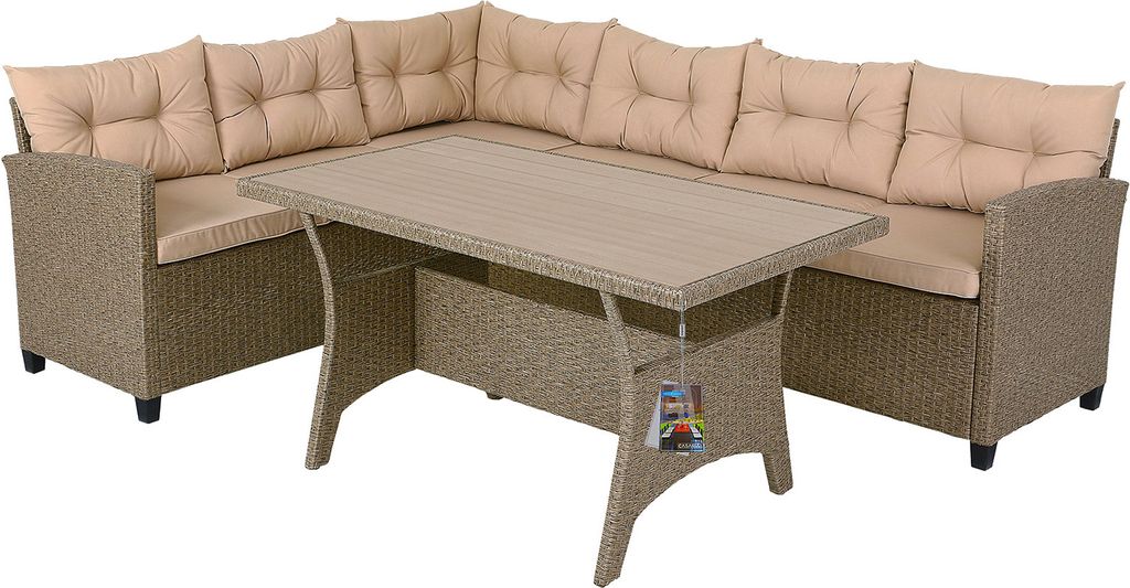 CASARIA® Salon de Jardin en polyrotin 6 Personnes Image du produit 