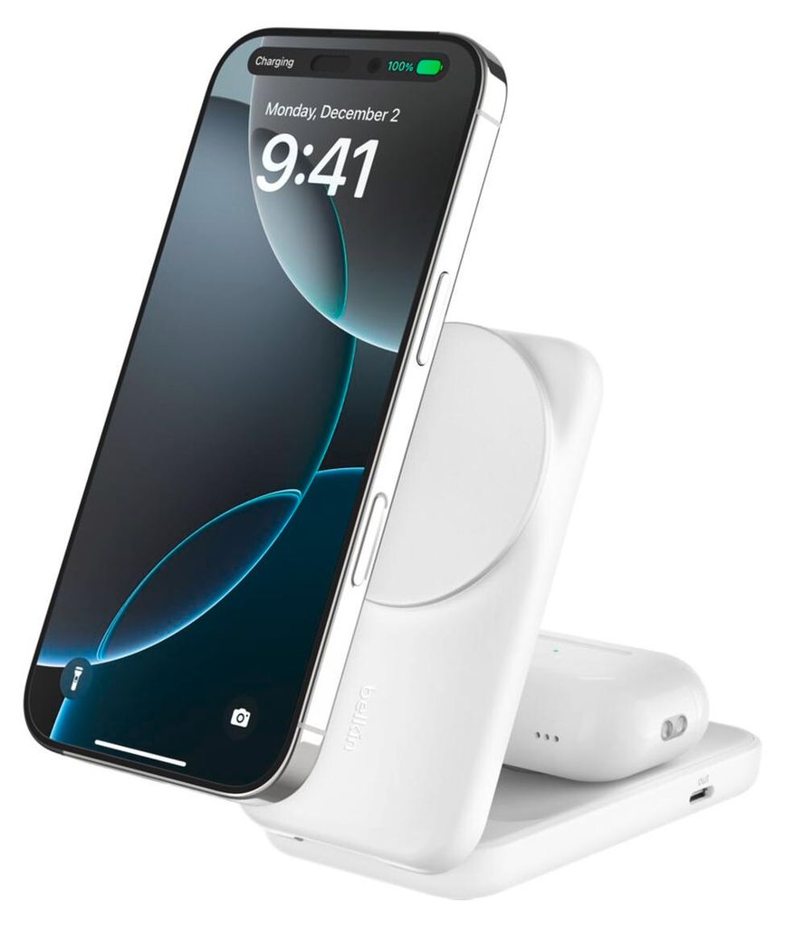 Belkin Qi2, Drinnen, USB, Kabelloses Aufladen, 1,5 m, Weiß Produktbild 