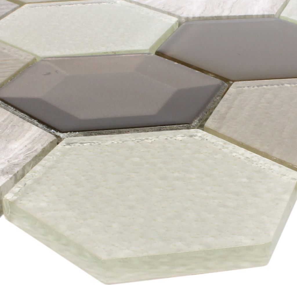 Mosaikfliesen Concrete Glas Naturstein 3D Beige