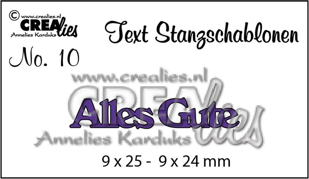 Crealies | Deutsche Text Stanzschablone no.10 "Alles Gute"