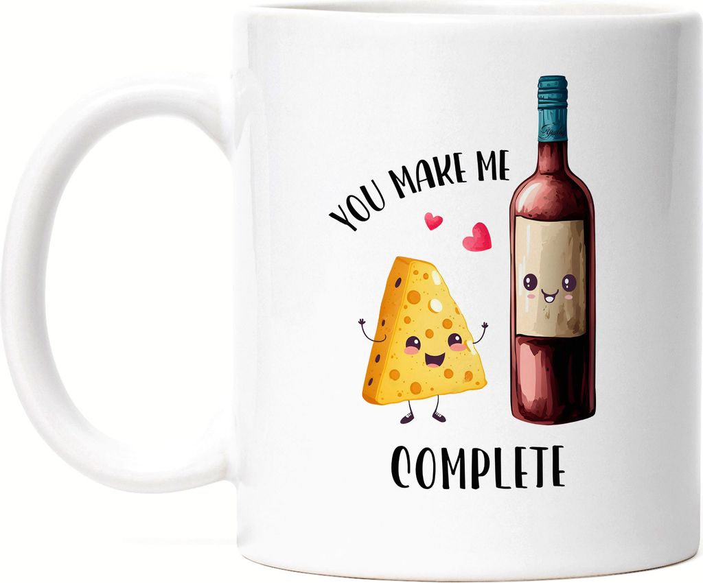 You Complete Me Tasse Weiß Wein Käse Valentinstag Freundin Freund Süß Geschenkidee Paar Liebe
