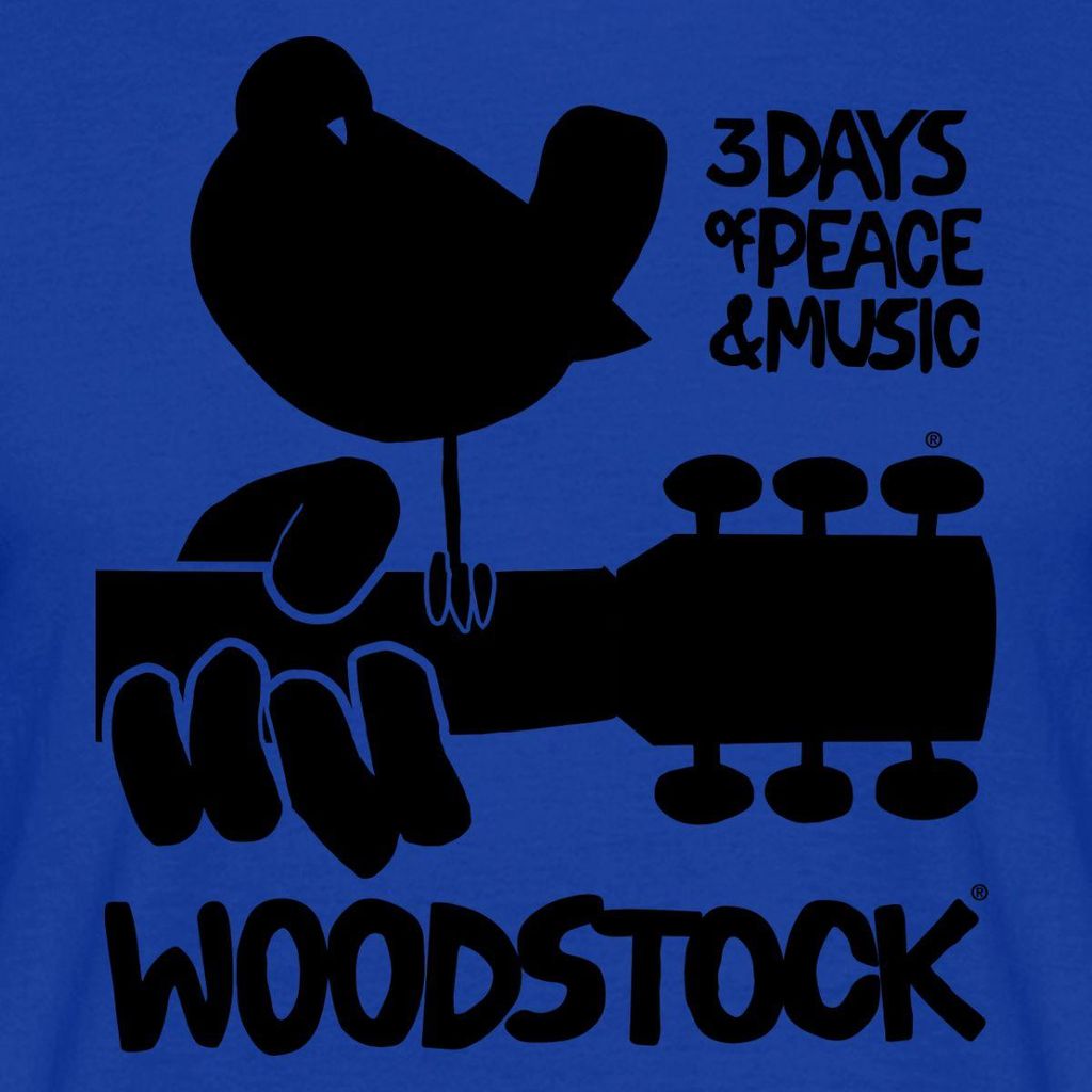 Spreadshirt Woodstock Logo Schwarz 3 Days Of Peace & Music Männer T-Shirt, L, Dunkelblau