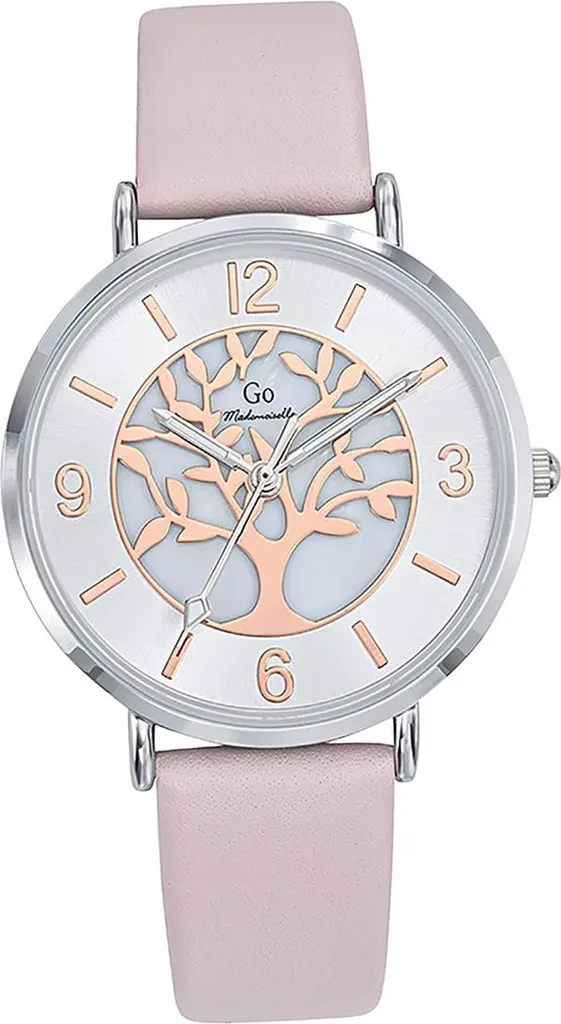 Montre Femme Confortable en Cuir Rose Anti-Irritation Arbre de Vie