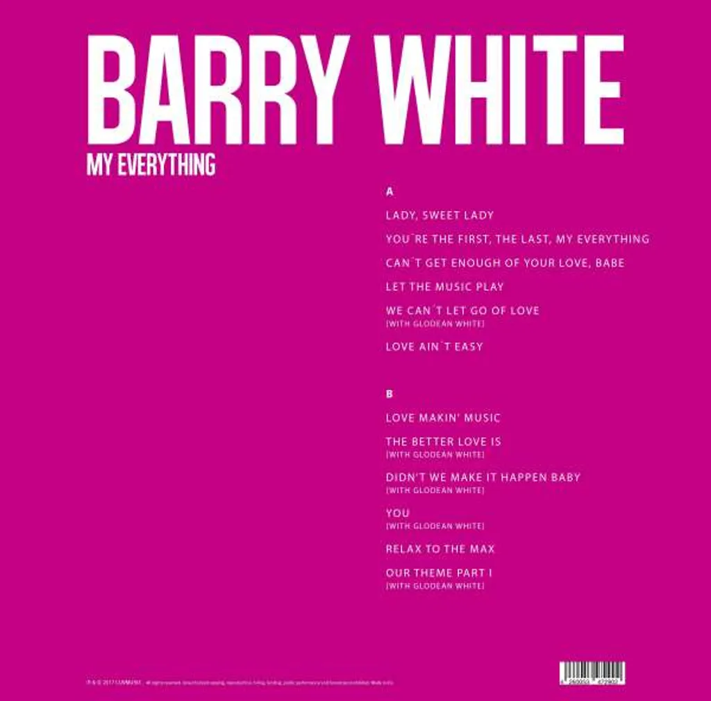 Vinyle Barry White My Everything Édition Limitée Couleur Blanche LP
