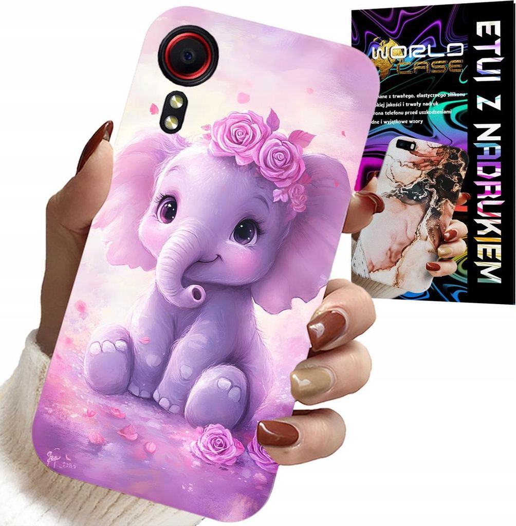 Fall Für Samsung Galaxy Xcover 7 - Niedlichen Elefanten Auf Rosa Hintergrund Fall + Film