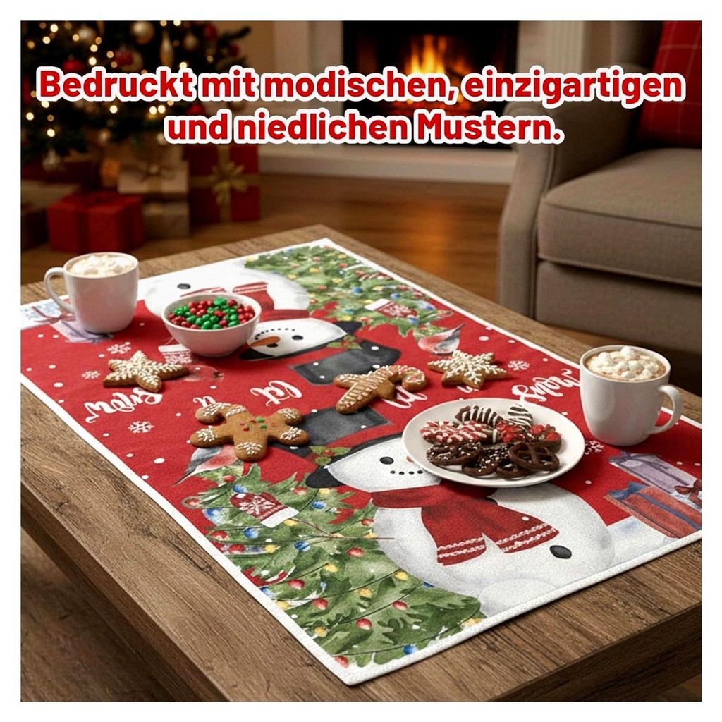 2er Set Weihnachtsdeko Geschirrtücher, 40 x 60 cm, Küchentücher für Tischdekoration und Weihnachtsgeschenke
