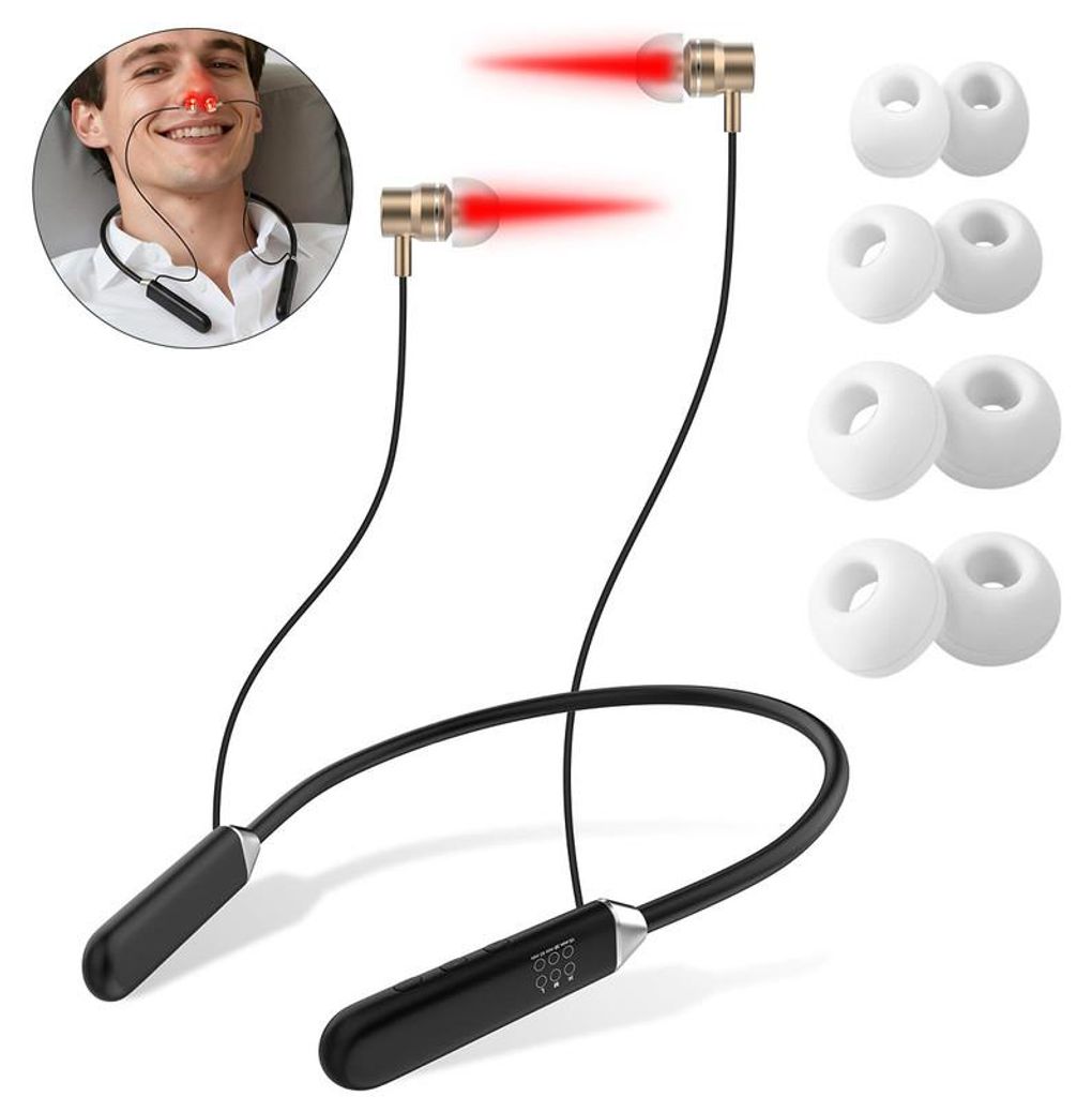 2-in-1 Rotlicht-Therapiegerät für Ohren und Nase – Wellenlängen 660 nm und 810 nm, Timer 15–45 min, waschbare Silikonaufsätze – tragbar u...