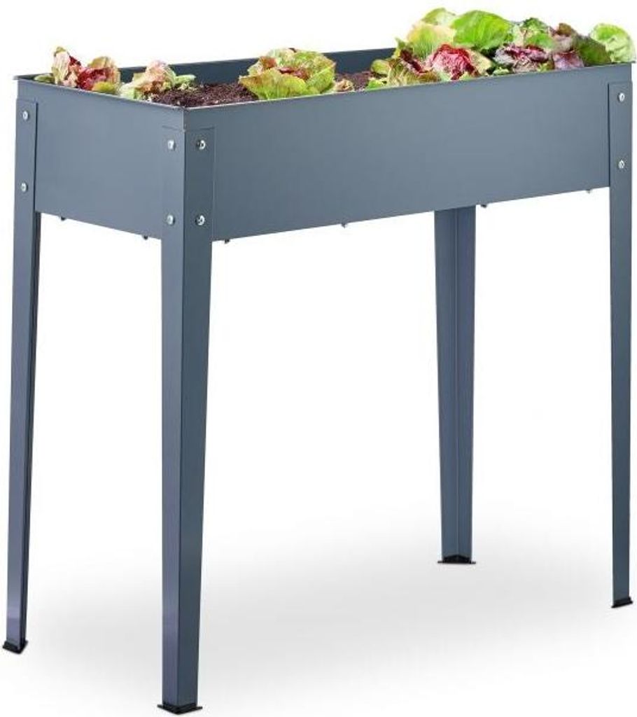 Erhöhter Pflanzkasten aus Metall in Grau